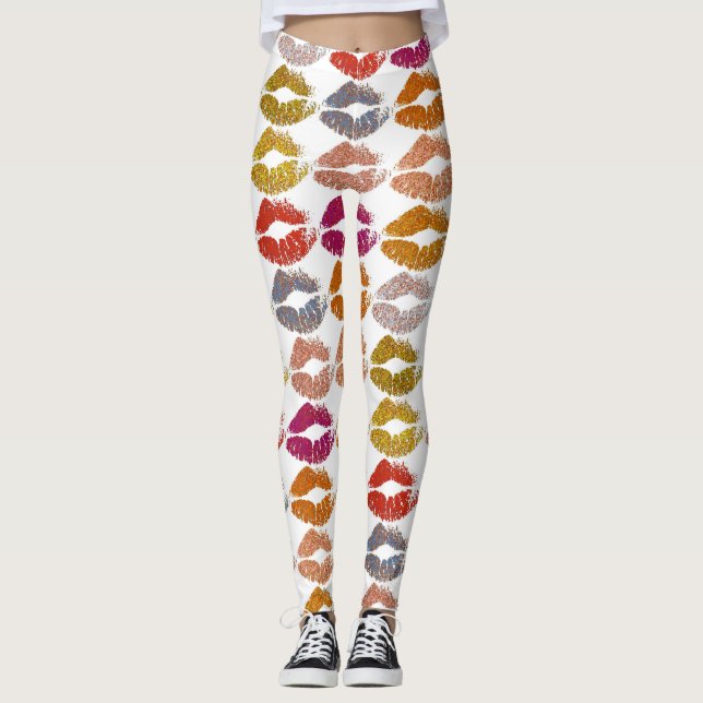 Stilvolle farbenfrohe Lips #26 Leggings (Vorderseite)