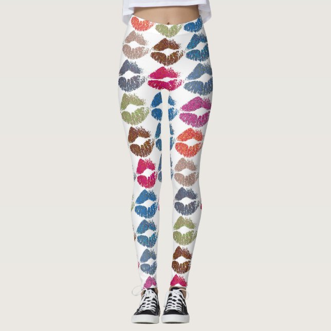 Stilvolle farbenfrohe Lips #30 Leggings (Vorderseite)