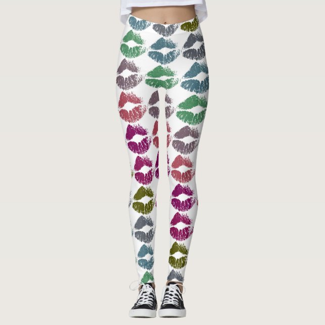 Stilvolle farbenfrohe Lips #34 Leggings (Vorderseite)