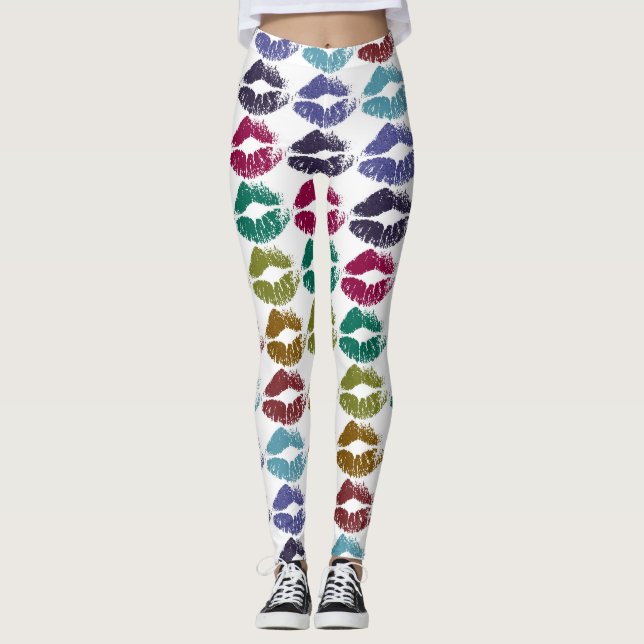 Stilvolle farbenfrohe Lips #35 Leggings (Vorderseite)