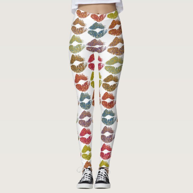 Stilvolle farbenfrohe Lips #38 Leggings (Vorderseite)