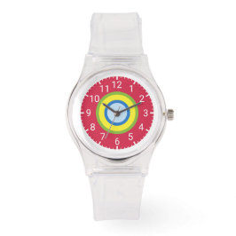 Stilvolle farbenfrohe transparente Damen- und Kind Armbanduhr