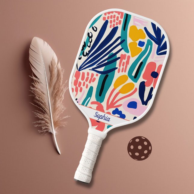 Stilvolle, farbenfrohe Wasserfarben Art Monogram Pickleball Schläger (Von Creator hochgeladen)