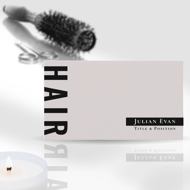 Stilvolle, feine Typografie Beige Hair Stylist Visitenkarte (Von Creator hochgeladen)