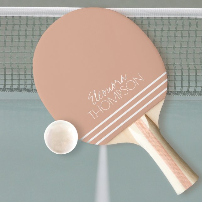 Stilvolle Feminine Dusty Rose Striped Monogram Tischtennis Schläger (Von Creator hochgeladen)