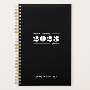 Stilvolle Fette Schwarz-Weiß-Typografie Wöchentlic Planer