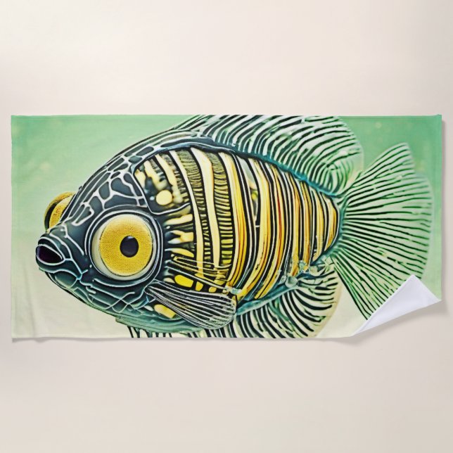 Stilvolle Fischkunst Strandtuch (Vorderseite)