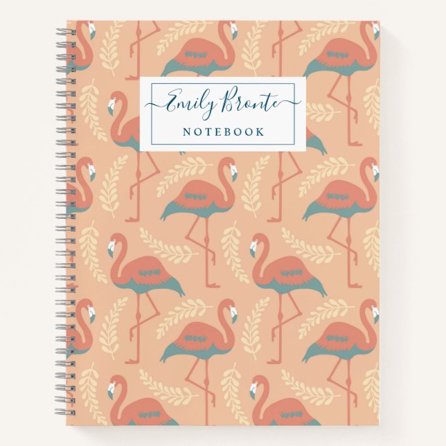 Stilvolle Flamingo Art Deco inspiriertes Muster Notizbuch (Vorderseite)