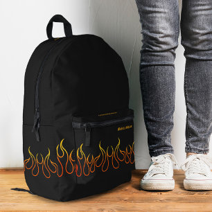 Stilvolle Flammenfeuer schwarz Orange Red Bedruckter Rucksack