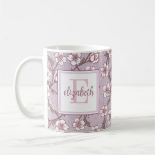 Stilvolle, floral handgeschriebene Script Monogram Kaffeetasse
