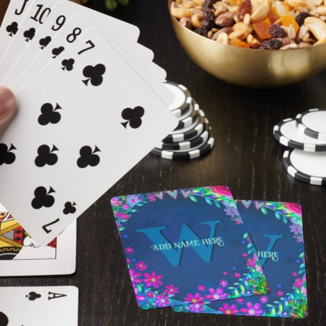 Stilvolle Floral Monogram Name Girly Hübsch Spielkarten (Von Creator hochgeladen)