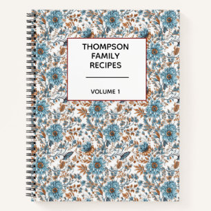 Stilvolle florale Neutöne Personalisiertes Rezept Notizbuch