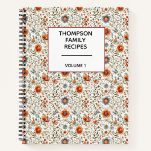 Stilvolle florale neutrale personalisierte Rezepte Notizbuch