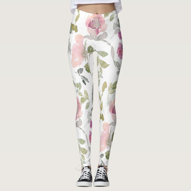Stilvolle florale Yoga-Ameisen, botanisch hochgewa Leggings (Vorderseite)