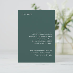 Stilvolle Forest Green Minimalistisch Wedding Begleitkarte