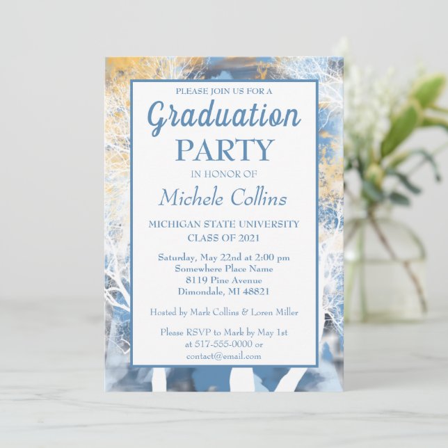 Stilvolle Forest Sunset Party Einladung (Stehend Vorderseite)