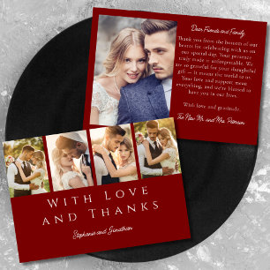 Stilvolle Foto Strip Moderne Burgundy Red Wedding Dankeskarte