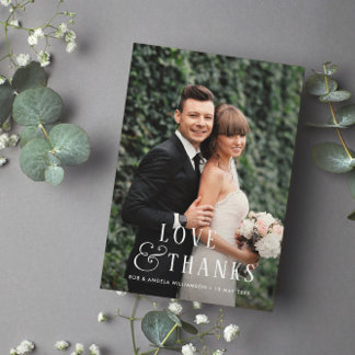 Stilvolle Foto- und Bräutigam-Hochzeit Dankeskarte