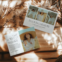 Stilvolle FotoCollage in Love Memory Beerdigung Dankeskarte