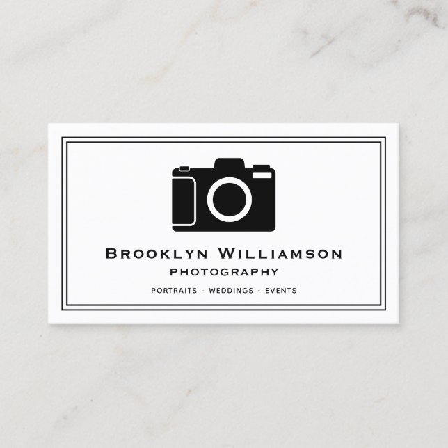 Stilvolle Fotografie-Kamera Freelance Visitenkarte (Vorderseite)