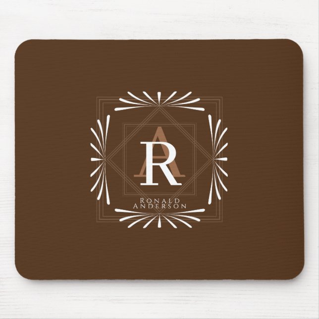 Stilvolle Frame Brown Monogram Mousepad (Vorne)