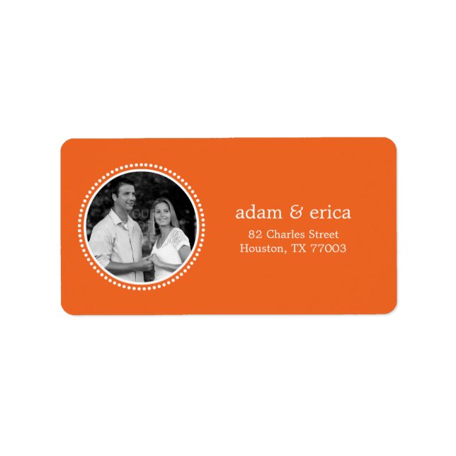 Stilvolle Frame Foto Address Labels (Orange) Adressaufkleber (Vorne)