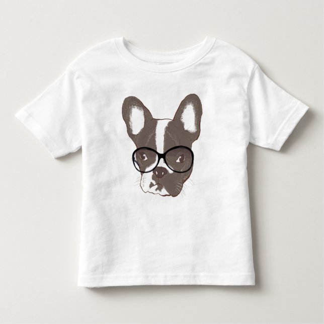 Stilvolle französische Bulldogge Kleinkind T-shirt (Vorderseite)