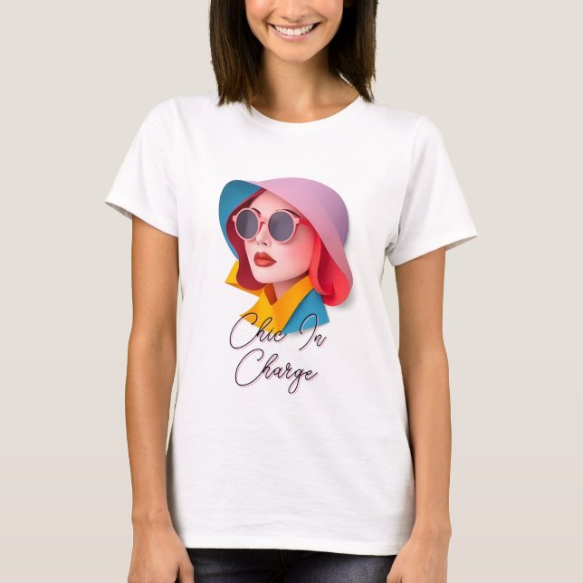 Stilvolle Frau in Sonnenbrille T-Shirt (Vorderseite)
