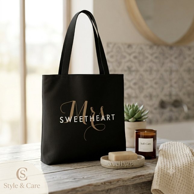 Stilvolle Frau & Name Text - All-Over-Print Tote-T (Personalized Mrs Name Medium Tote Bag Gift Idea)