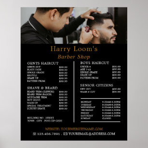 Stilvolle Frisur, Preisliste für männliche Friseur Poster
