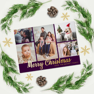 Stilvolle frohe Weihnachten 5 Foto Collage Real Folien Feiertagskarte