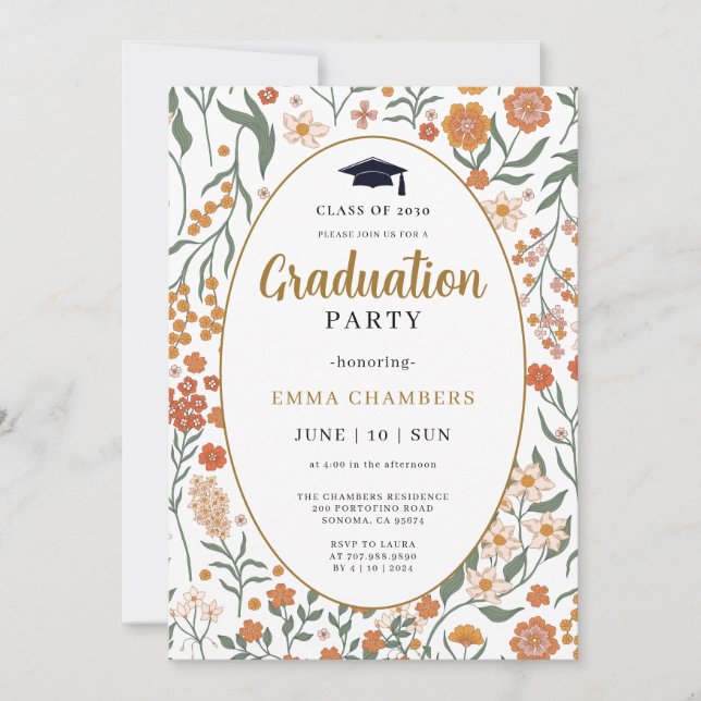 Stilvolle Frühlingsgarten Wildblume Einladung (Vorderseite)