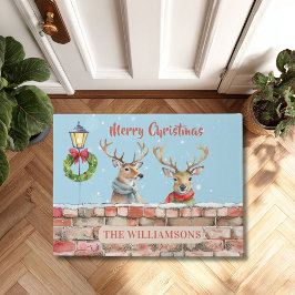 Stilvolle Fun Watercolor Weihnachtsmann Name Fußmatte