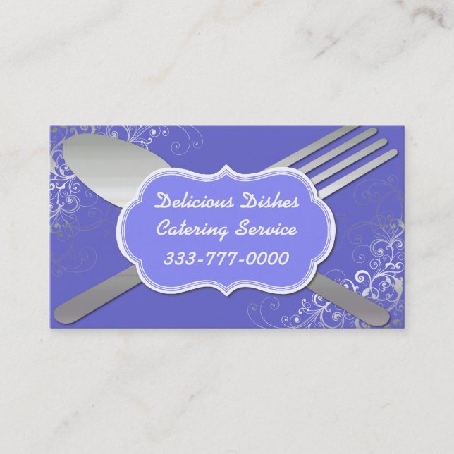 Stilvolle Gabel & Spoon Food Service Business Card Visitenkarte (Vorderseite)