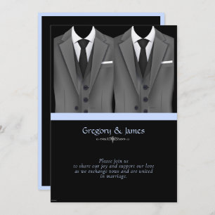 Stilvolle Gay Wedding Elegante Gray Anzugs Einladung