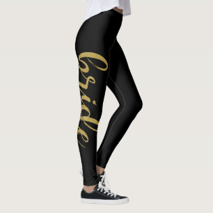 Stilvolle gebürstete Kalligrafie Gold Glitter Brau Leggings