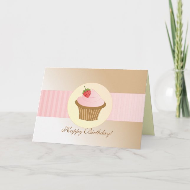 Stilvolle Geburtstagskupcake Karte (Vorderseite)