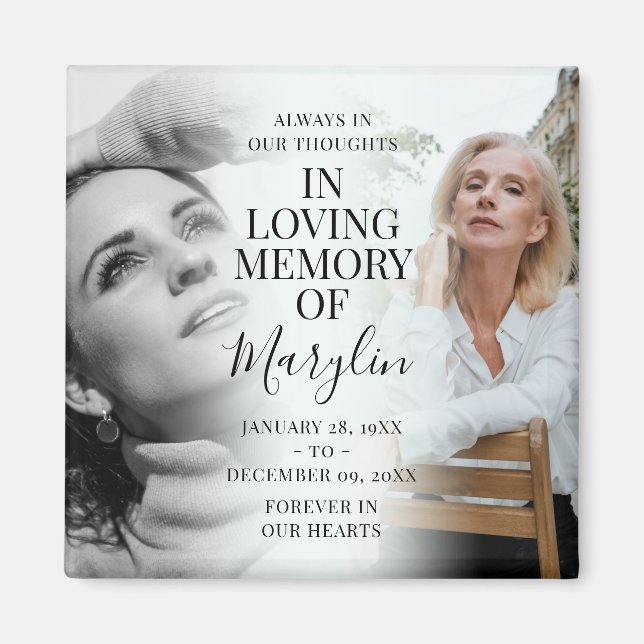 Stilvolle Gedenkstätte vor und nach dem Foto halte Magnet (Vorne)