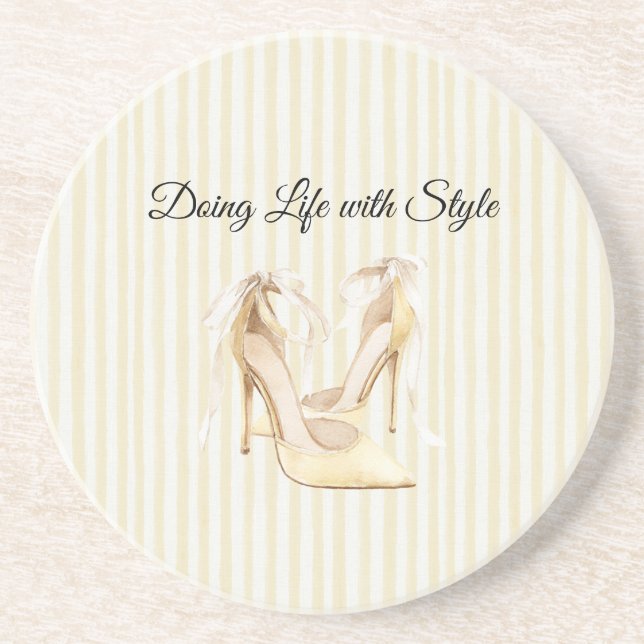 Stilvolle gelbe High Heels Getränkeuntersetzer (Vorne)