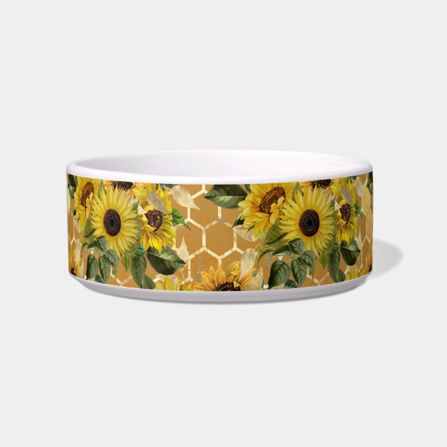 Stilvolle Gelbe Sonnenblumen Bouquet Honeycomb Hau Napf (Vorderseite)