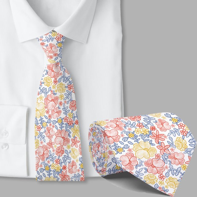 Stilvolle gelbe und orange Blumenmuster Krawatte (Von Creator hochgeladen)