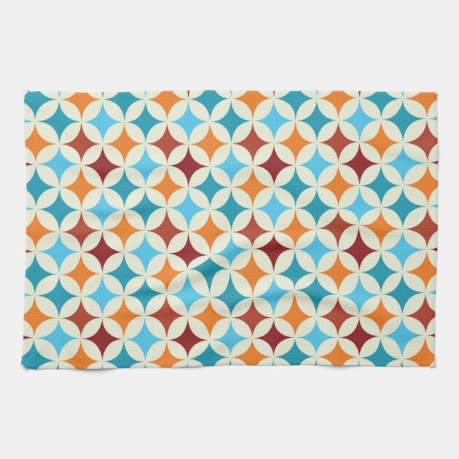 Stilvolle Geometrie: Vintages nahtloses Muster Geschirrtuch (Horizontal)