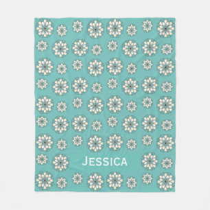 Stilvolle geometrische Aquamarine Floral Mandala P Fleecedecke