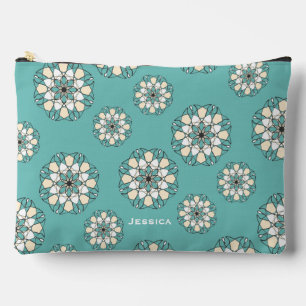 Stilvolle geometrische Aquamarine Floral Mandala P Zubehörtasche