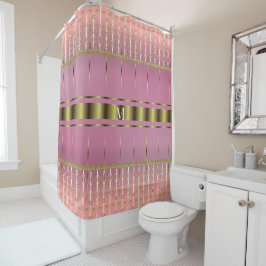 Stilvolle geometrische Boho Pink und Gold Duschvorhang