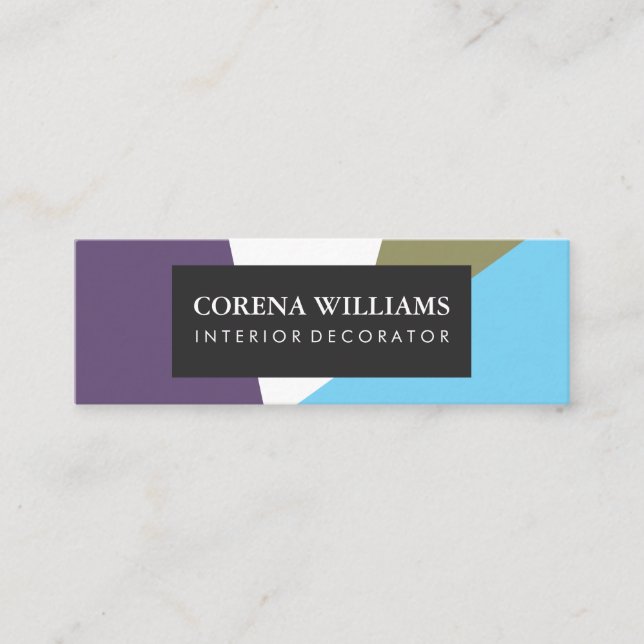 Stilvolle geometrische Coole Farbblöcke Mini Visitenkarte (Vorderseite)
