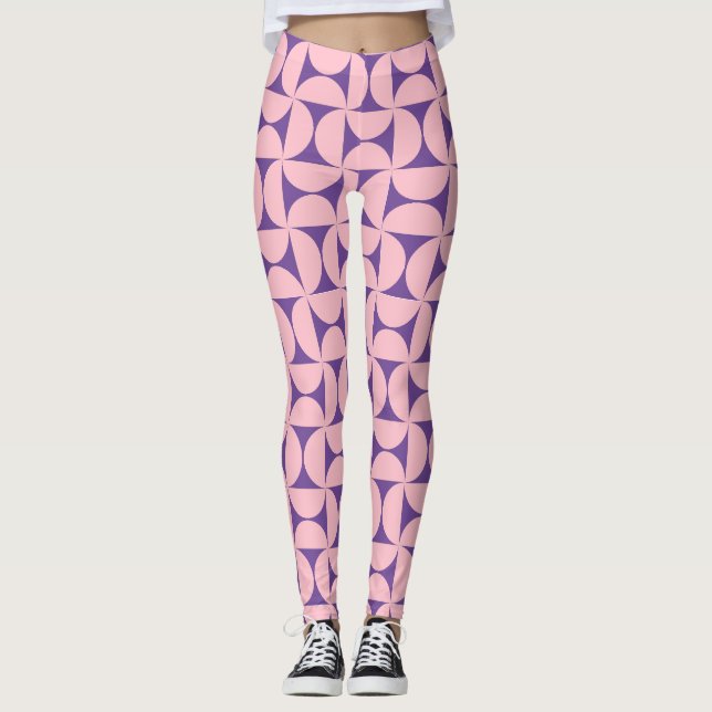 Stilvolle geometrische Formen Muster in rosa Farbe Leggings (Vorderseite)