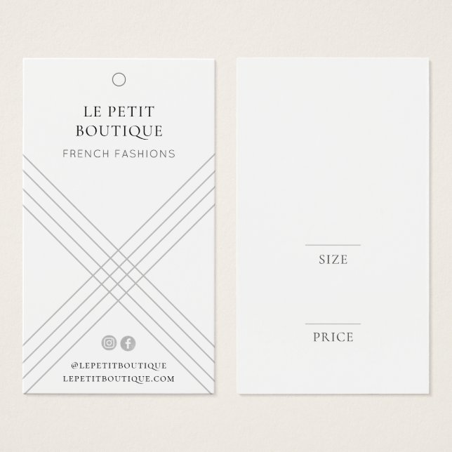 Stilvolle geometrische Gray Clothing Price-Tag (Vorne & Hinten)