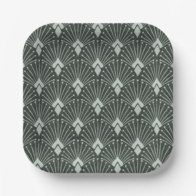 Stilvolle geometrische Muster, Art Deko. Pappteller (Vorderseite)