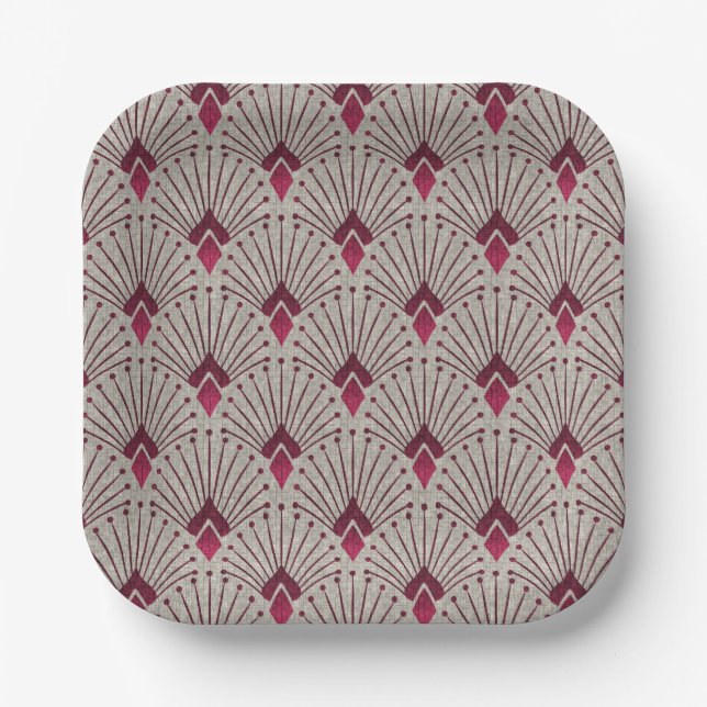Stilvolle geometrische Muster, Art Deko. Pappteller (Vorderseite)